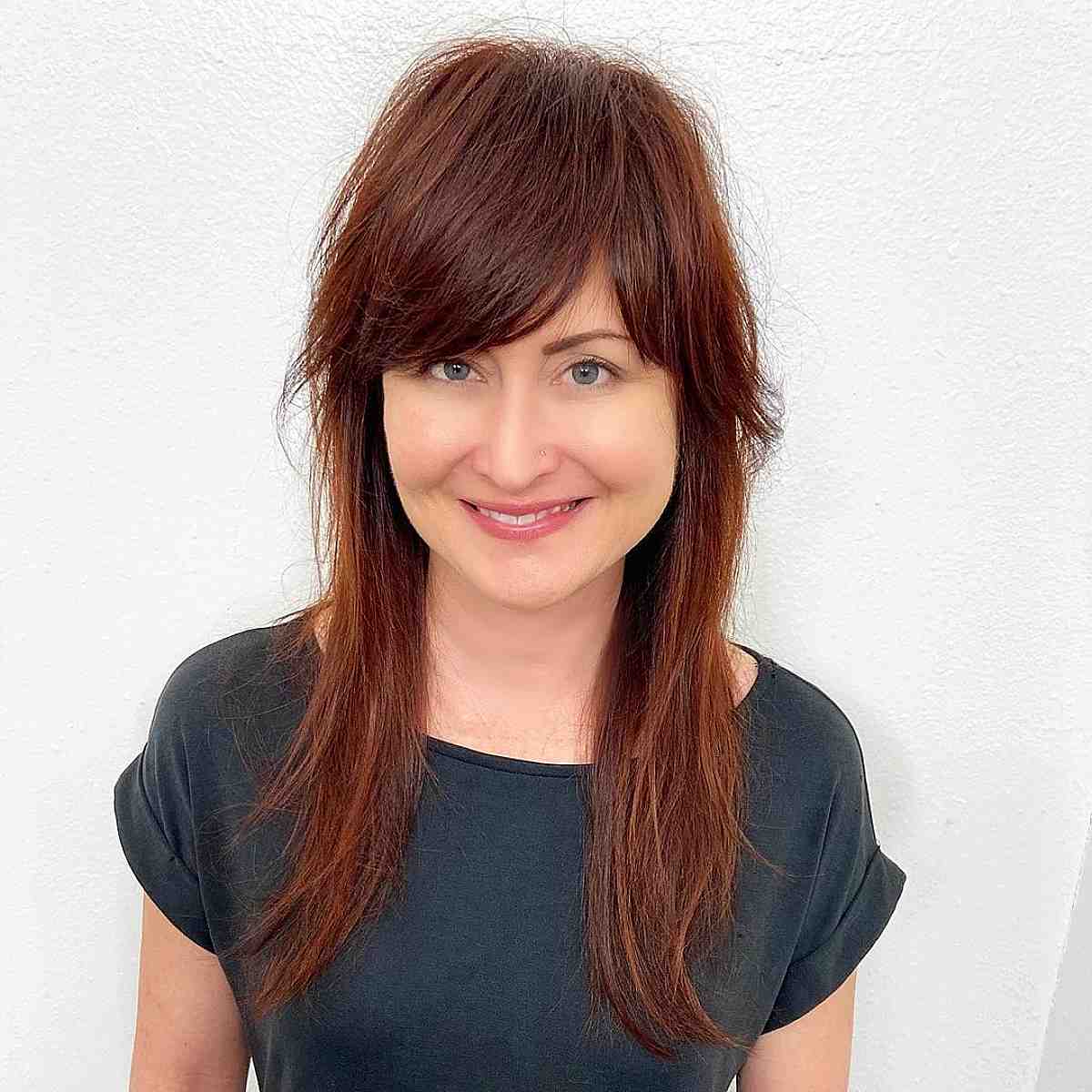 side swept bangs for long hair