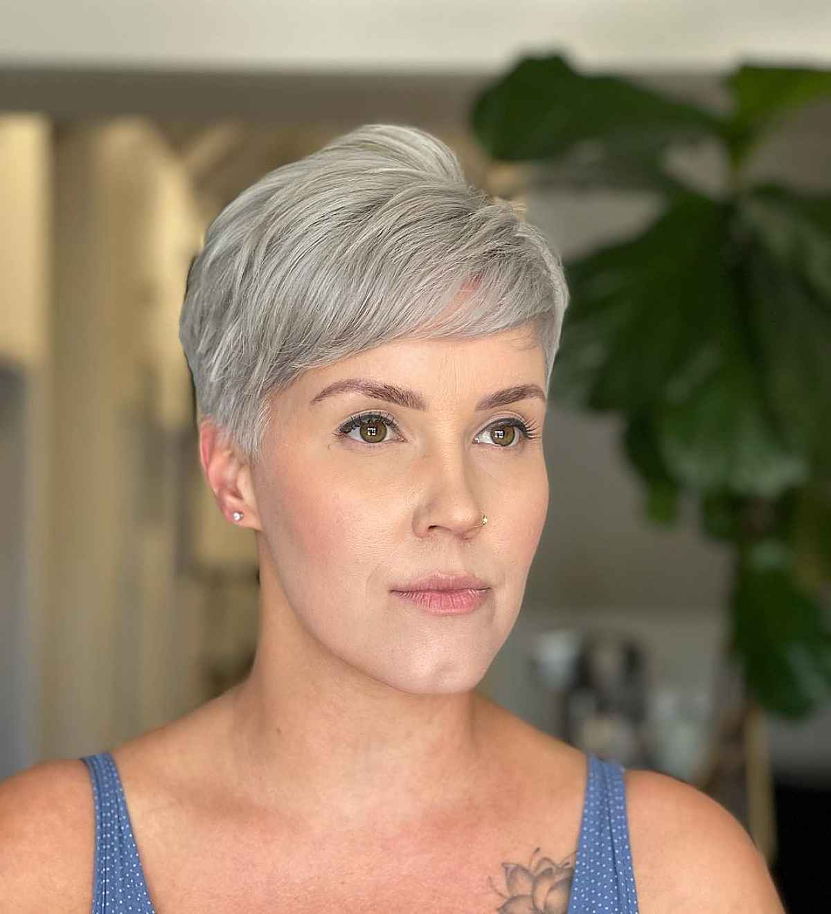 silver pixie cut for a 30 year old woman