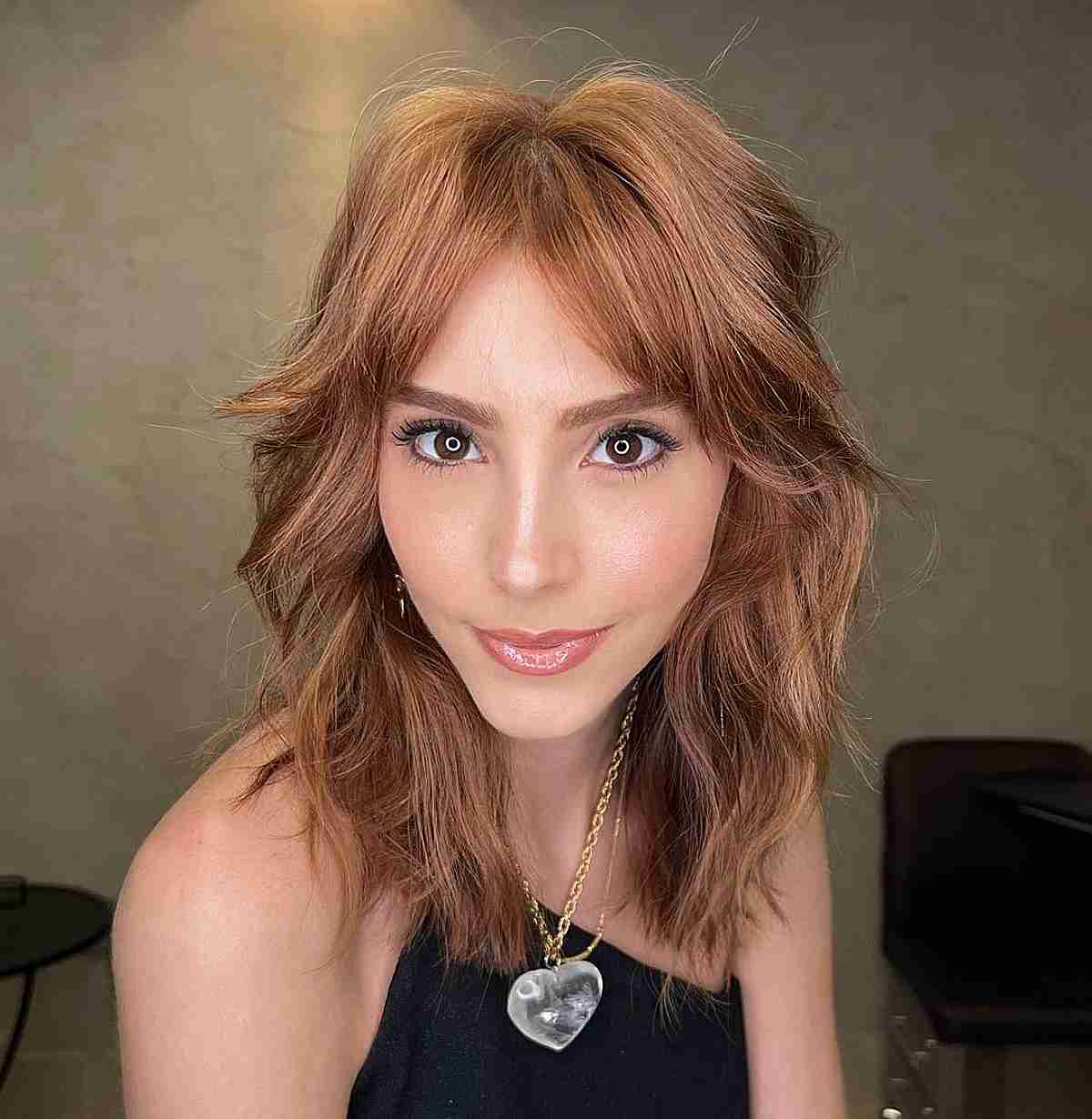 soft ginger curtain fringe for large foreheads