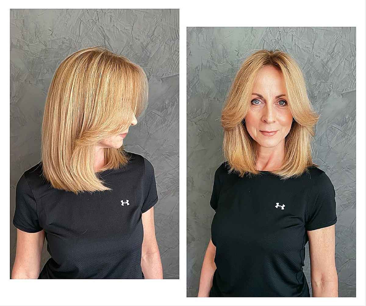 soft rounded bob on medium length hair