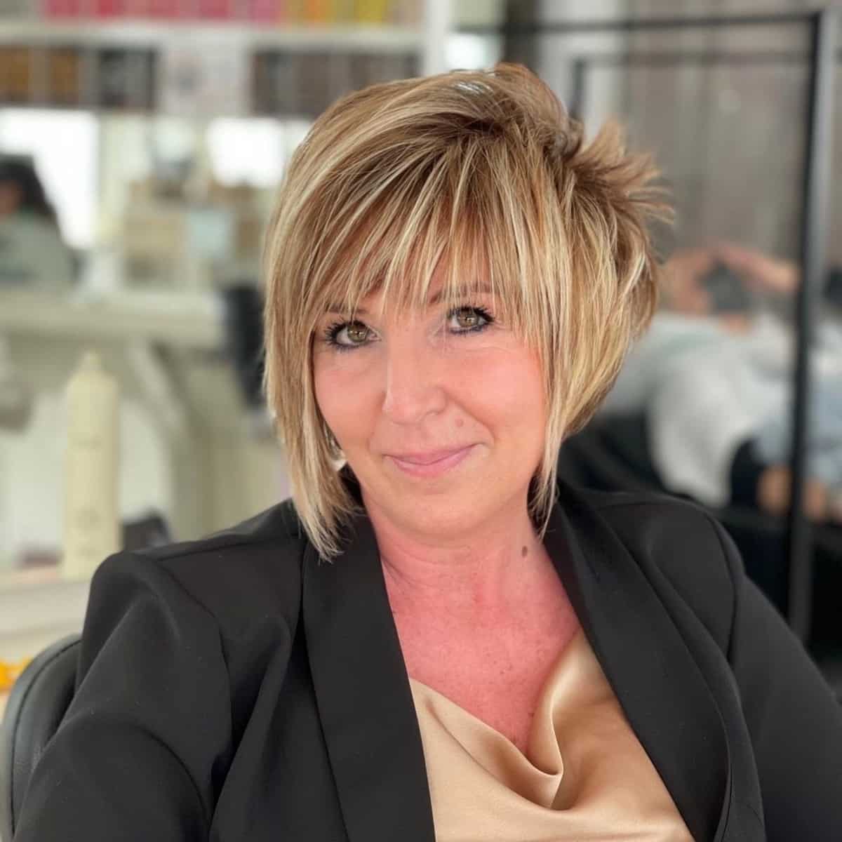 spiky asymmetrical haircut for women over 50