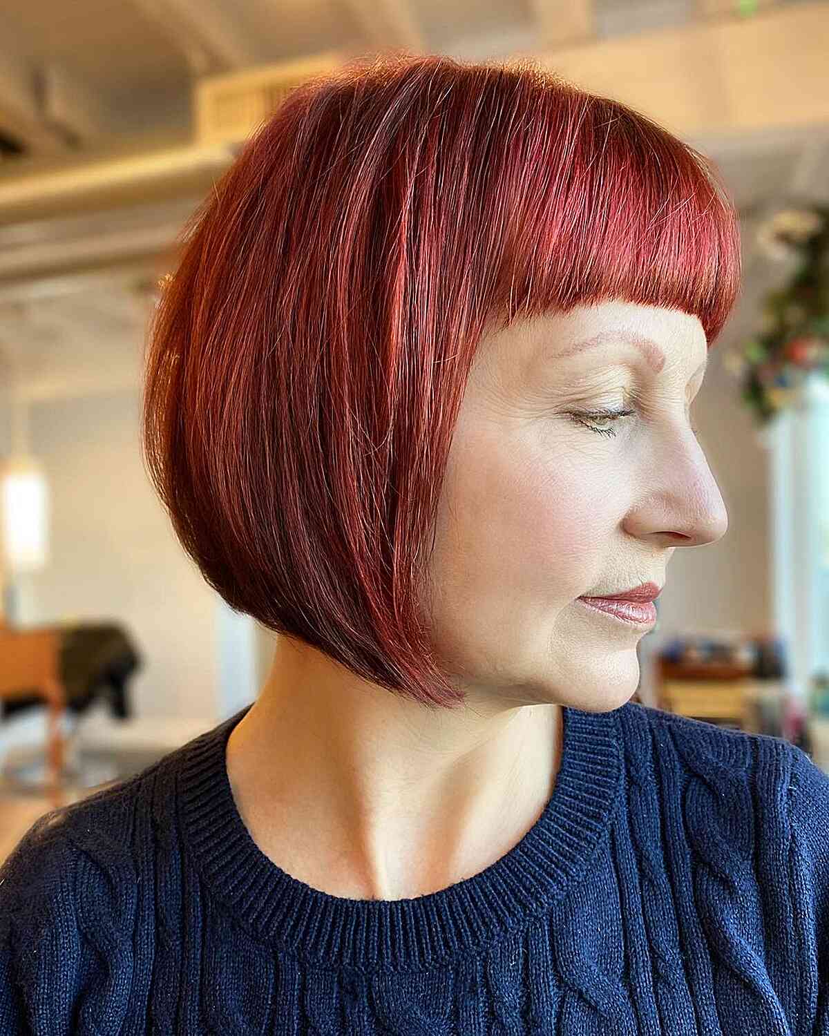stacked short bob with bangs 1
