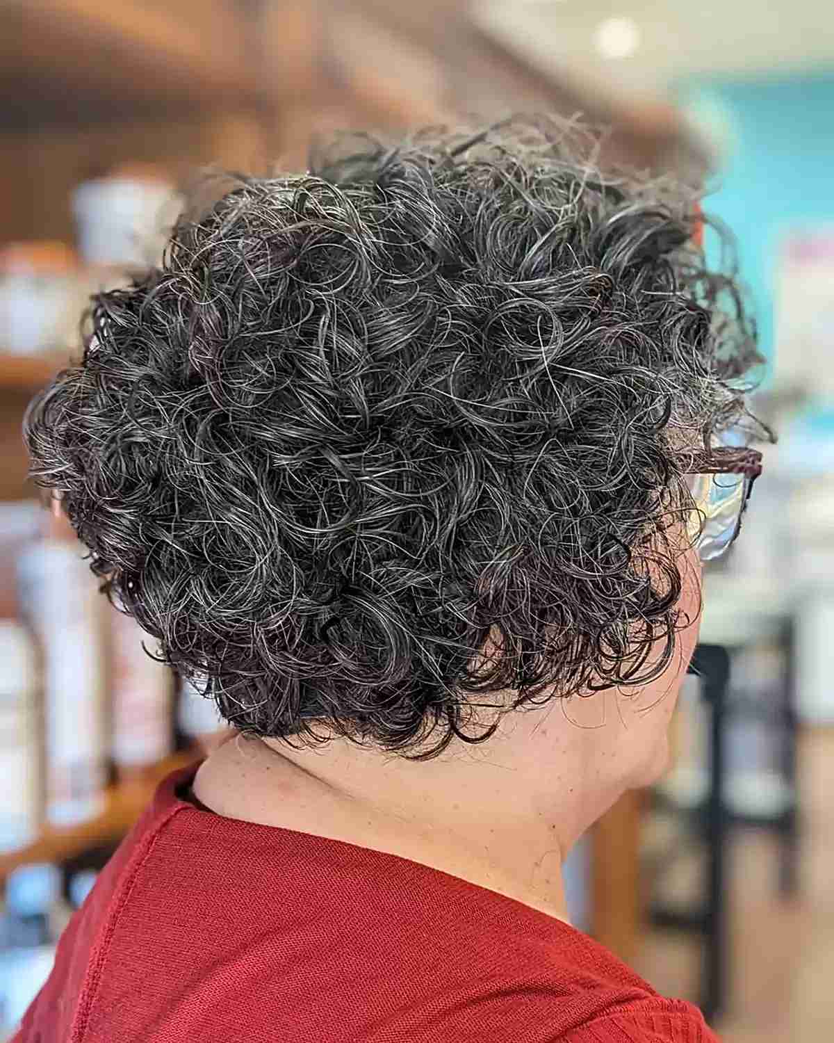 textured short bob with defined curls for older ladies aged 60