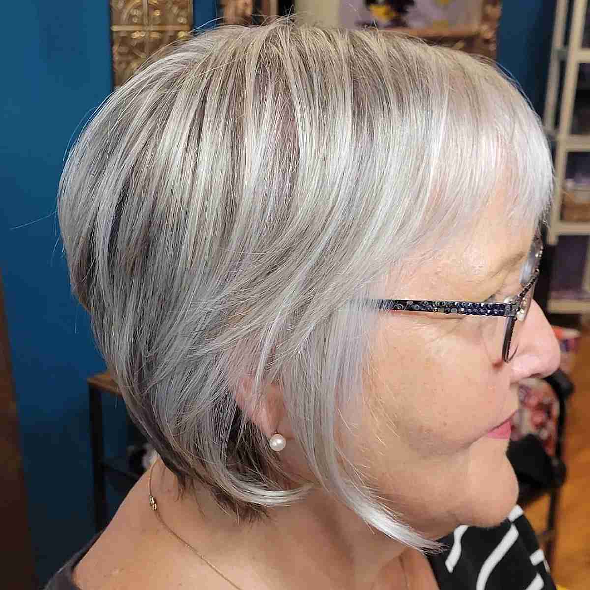 thinning grey pixie bob with silver highlights