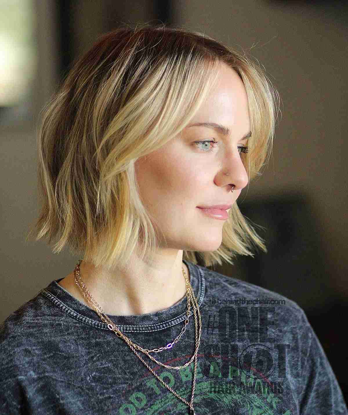 thinning short blunt cut with soft layers and waves