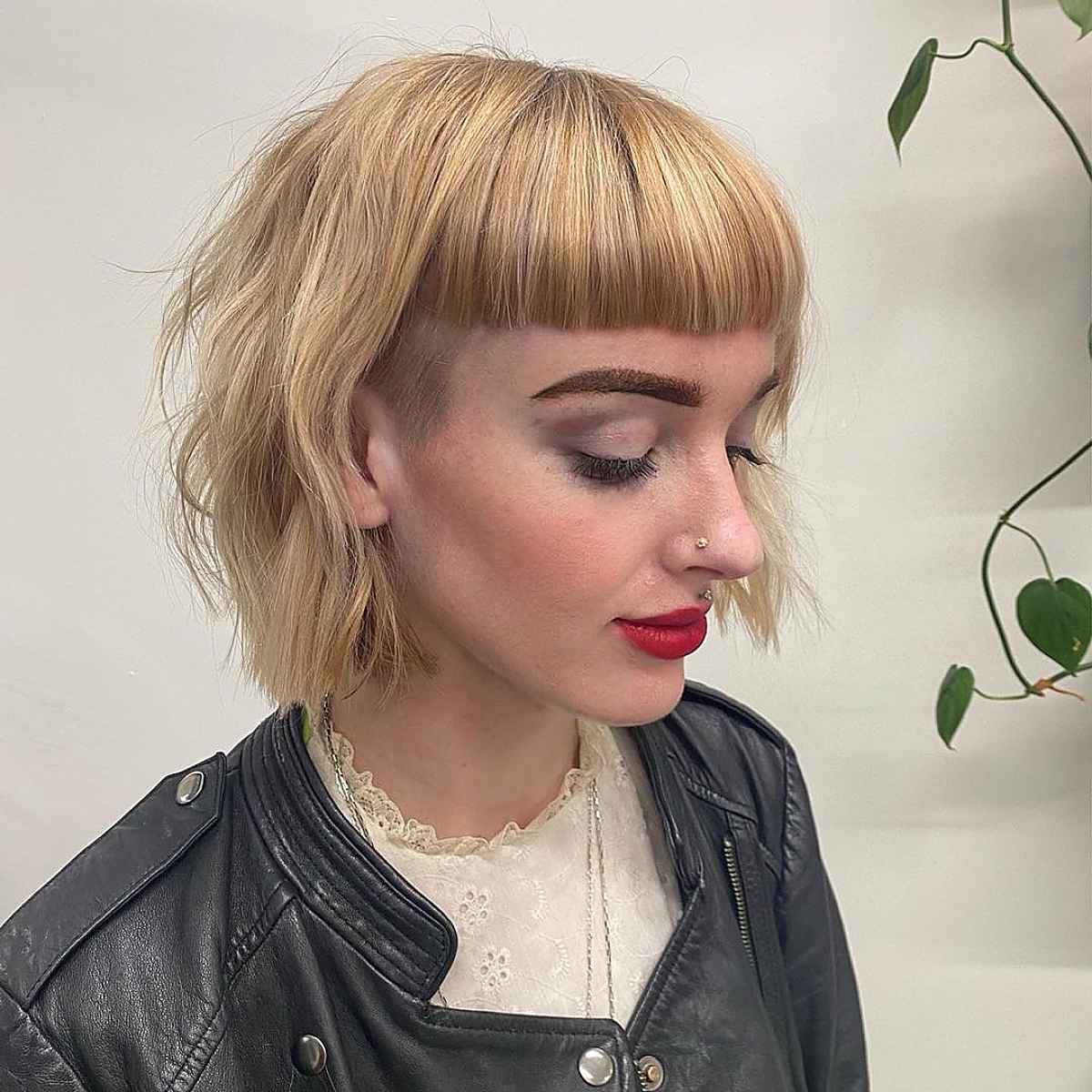 undercut with bangs for women over 30 thick hair