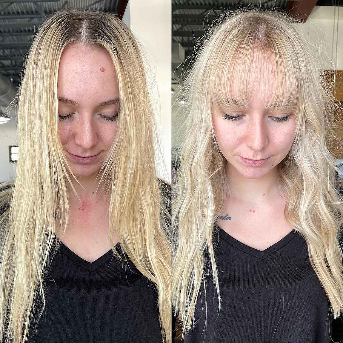 wispy bangs for a prominent forehead