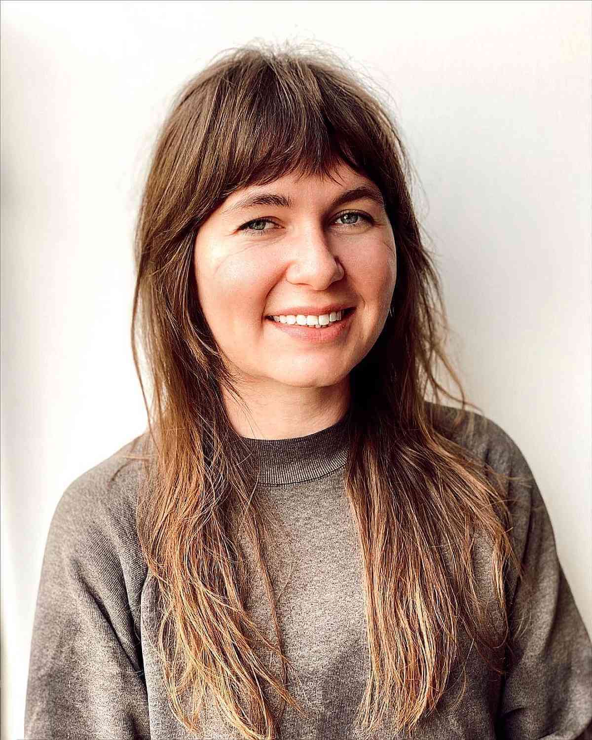 wispy shag hairstyle for a forty year old with fine hair