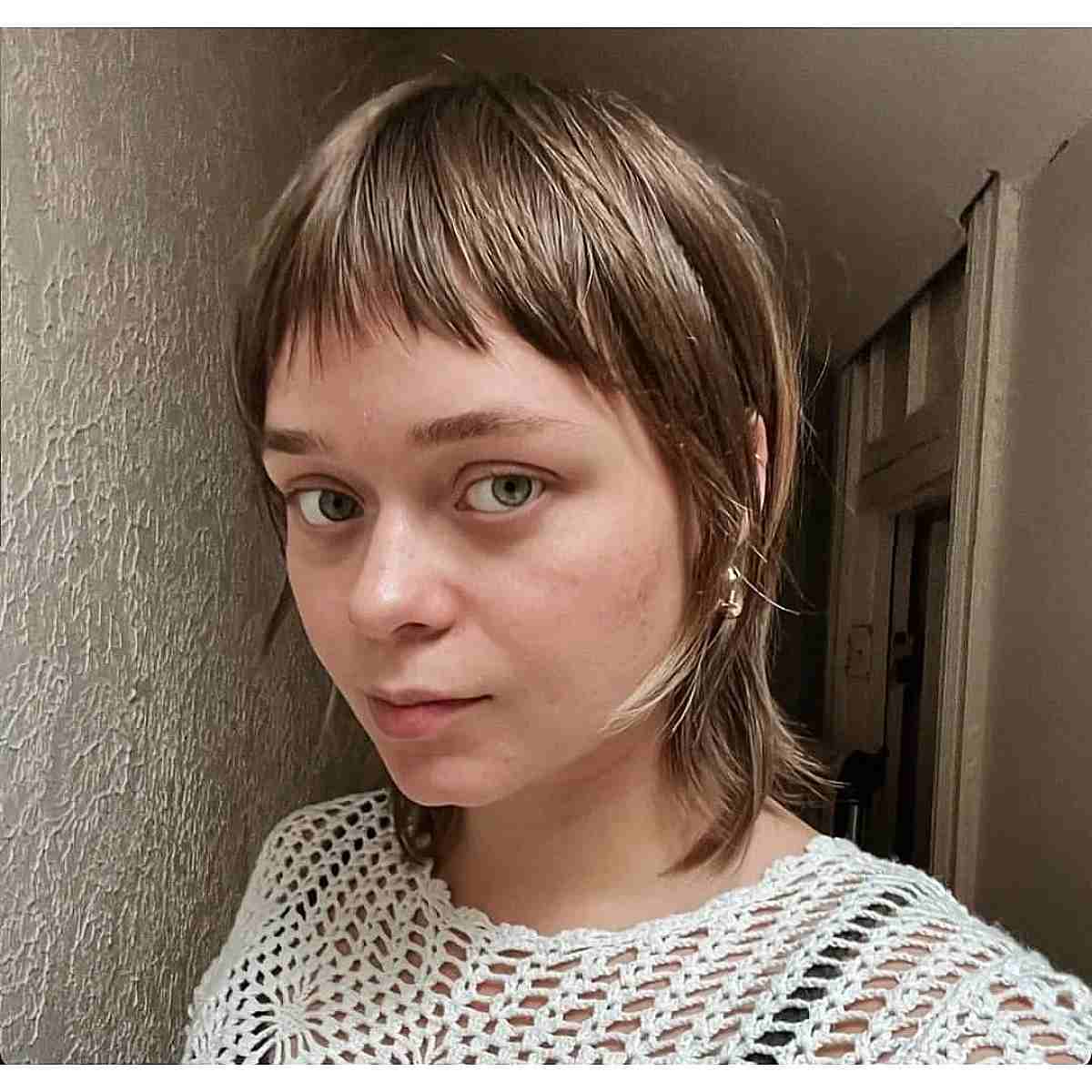 wolf shag with a micro fringe for thin hair
