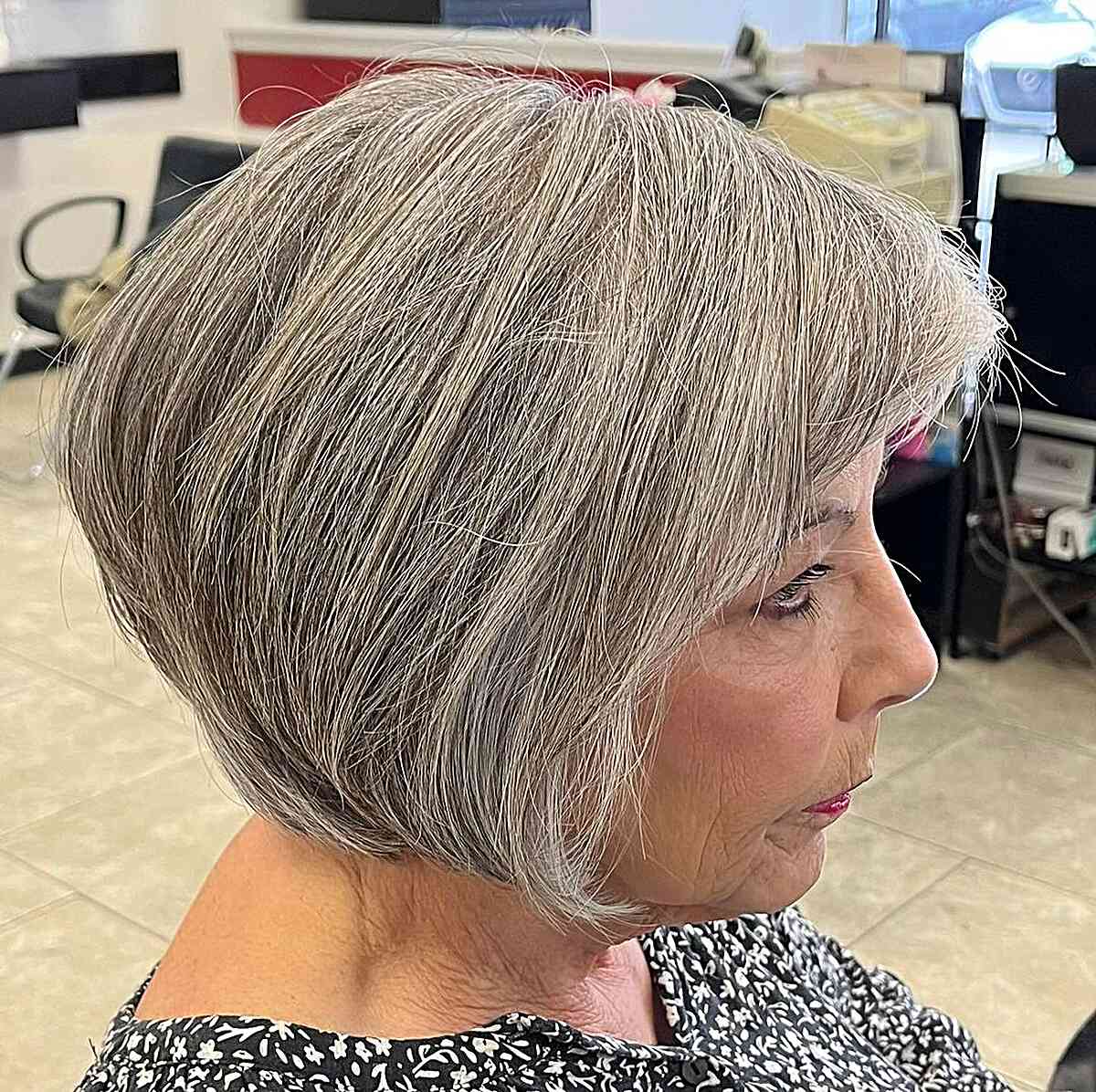 youthful stacked bob for women over 60