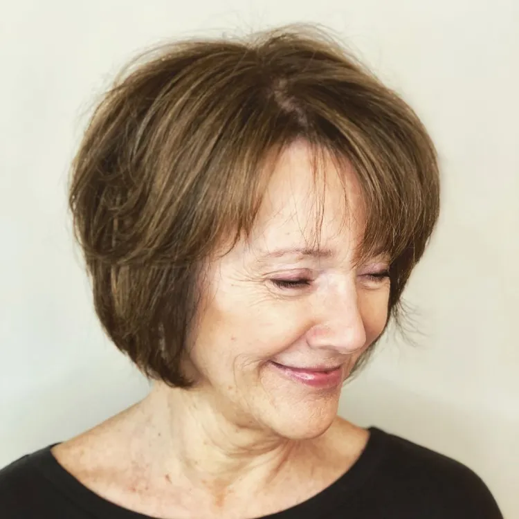 Bouncy Cut with Thin Bangs
