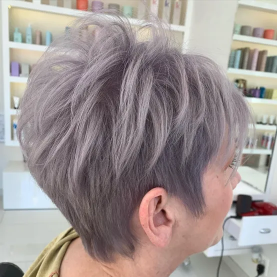 Lavender Gray Spiky Haircut