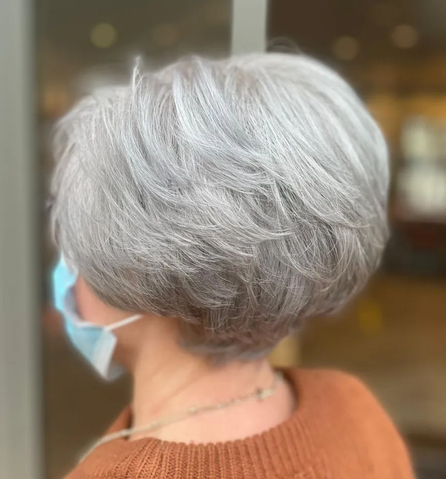 Soft Stacked Cut for Silver Hair