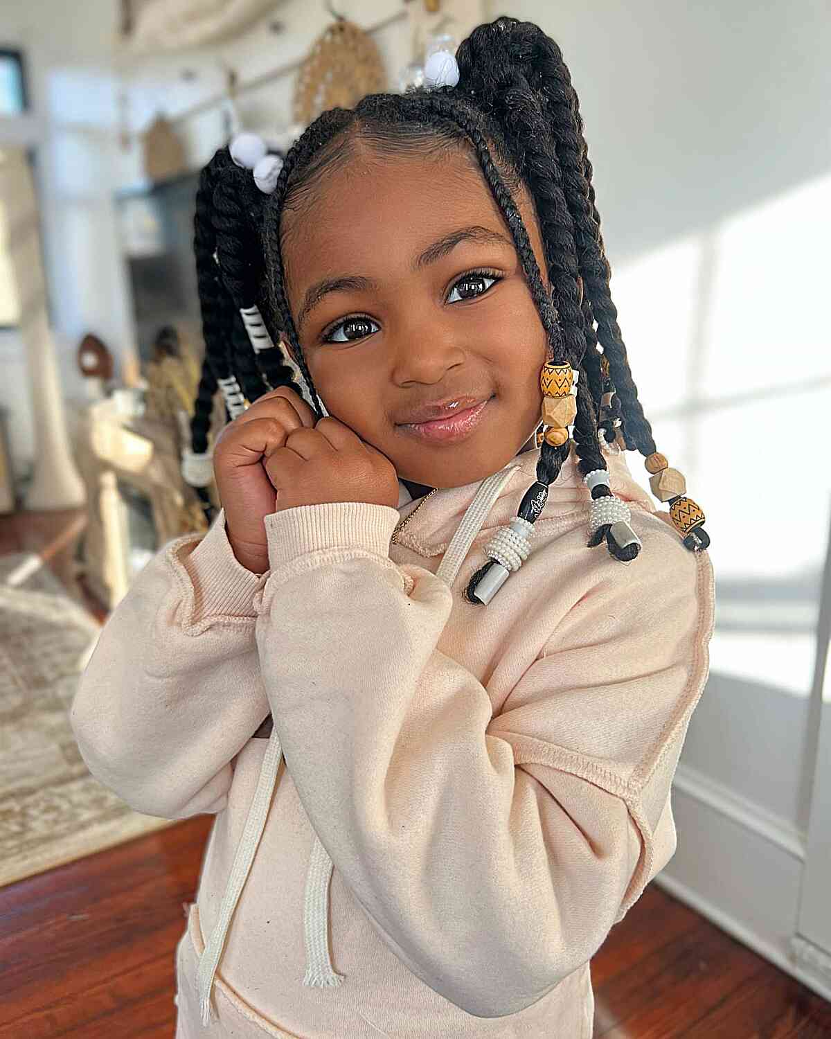 beaded jumbo twist for pigtails for little black girls