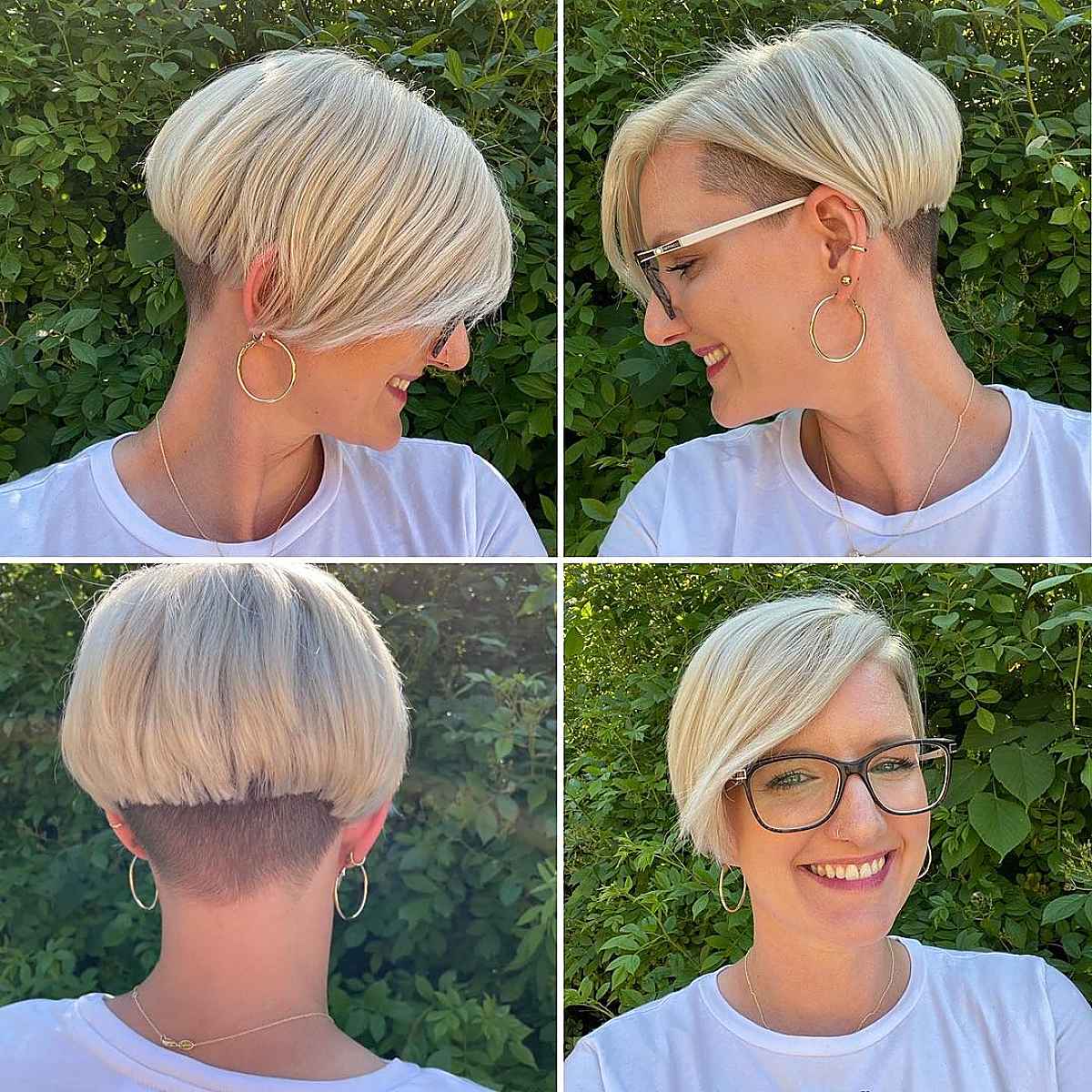 blonde pixie bowl cut with an undercut