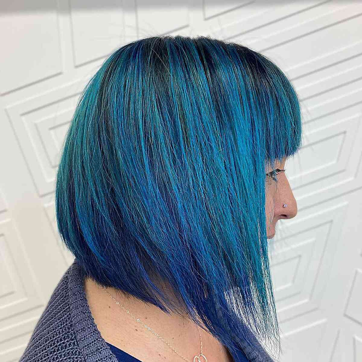blueish teal balayage
