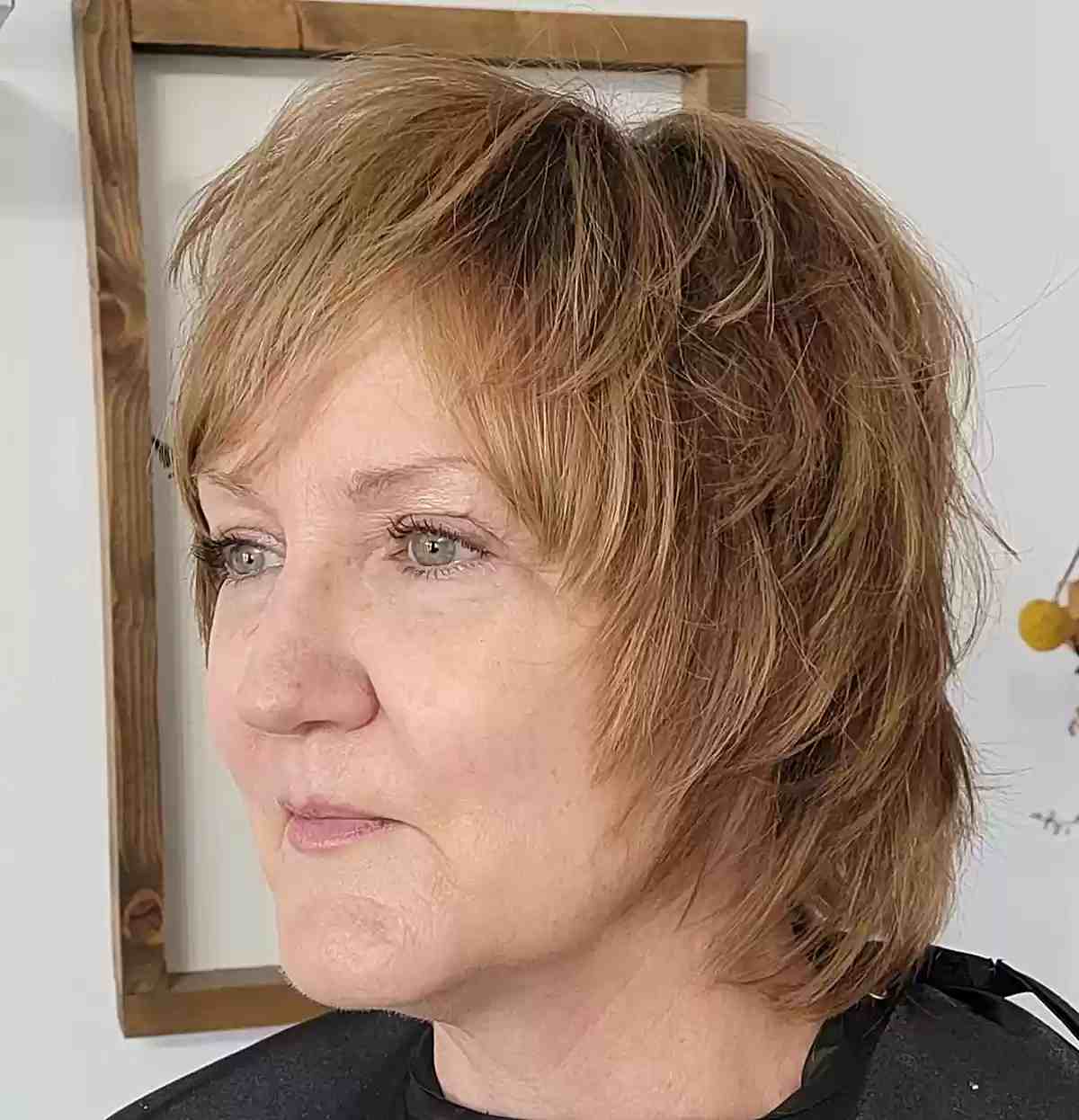 choppy short shag with face frame for older ladies