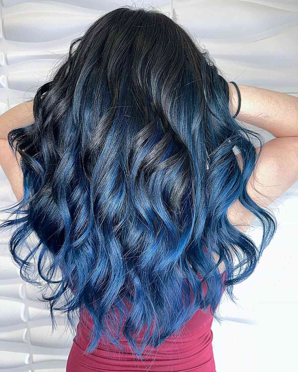 cobalt blue balayage with black roots