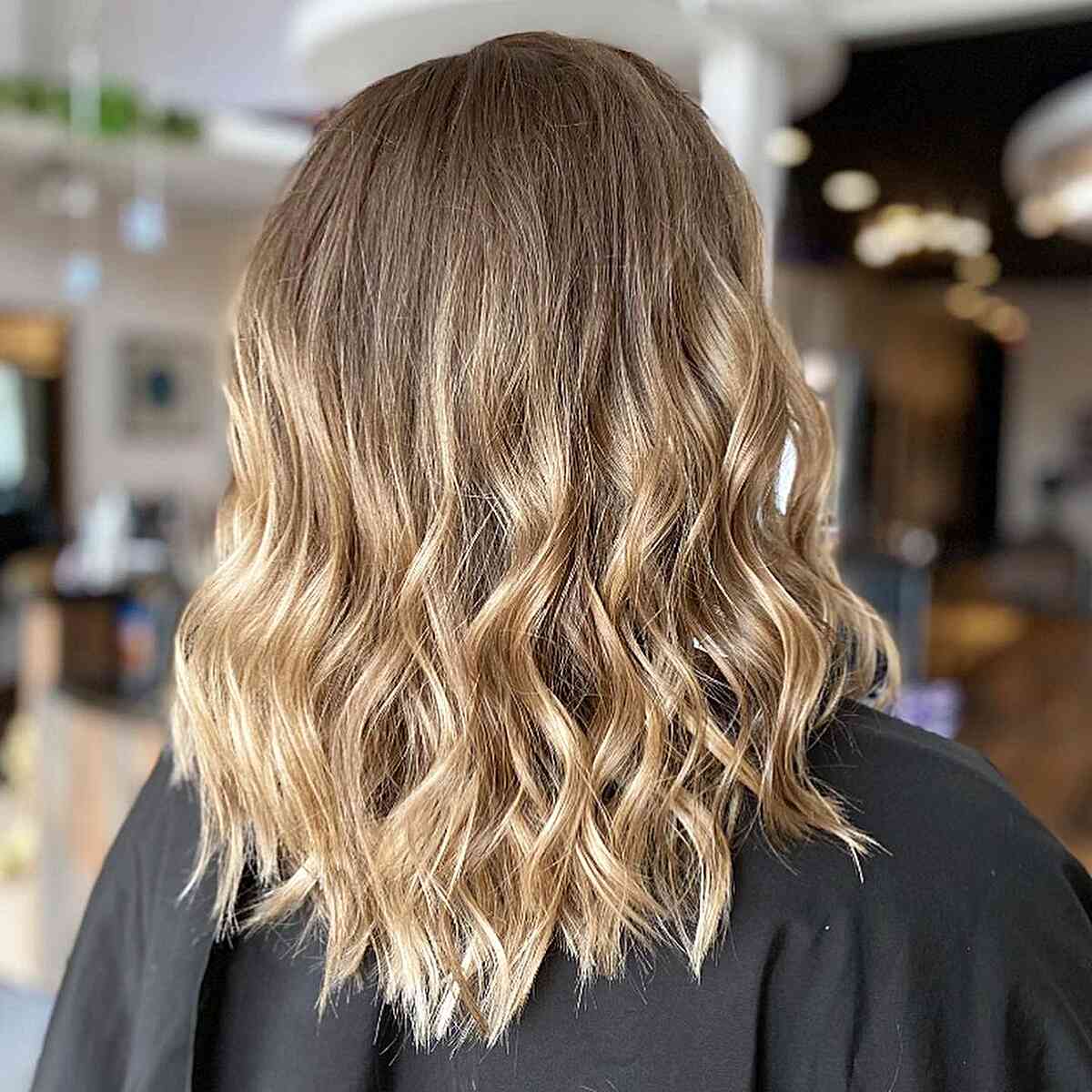 dirty blonde balayage ombre with beach waves