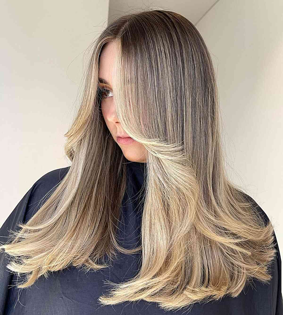 face framing dirty winter blonde balayage