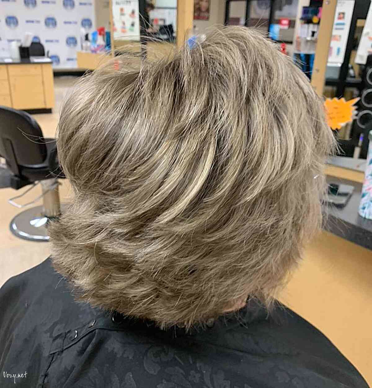 fluffy and choppy feathered hair for mature women over sixty
