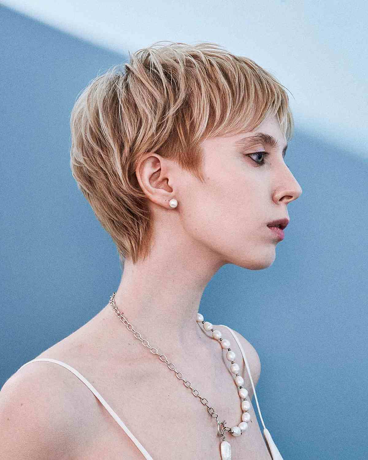 heavily layered pixie with an undercut