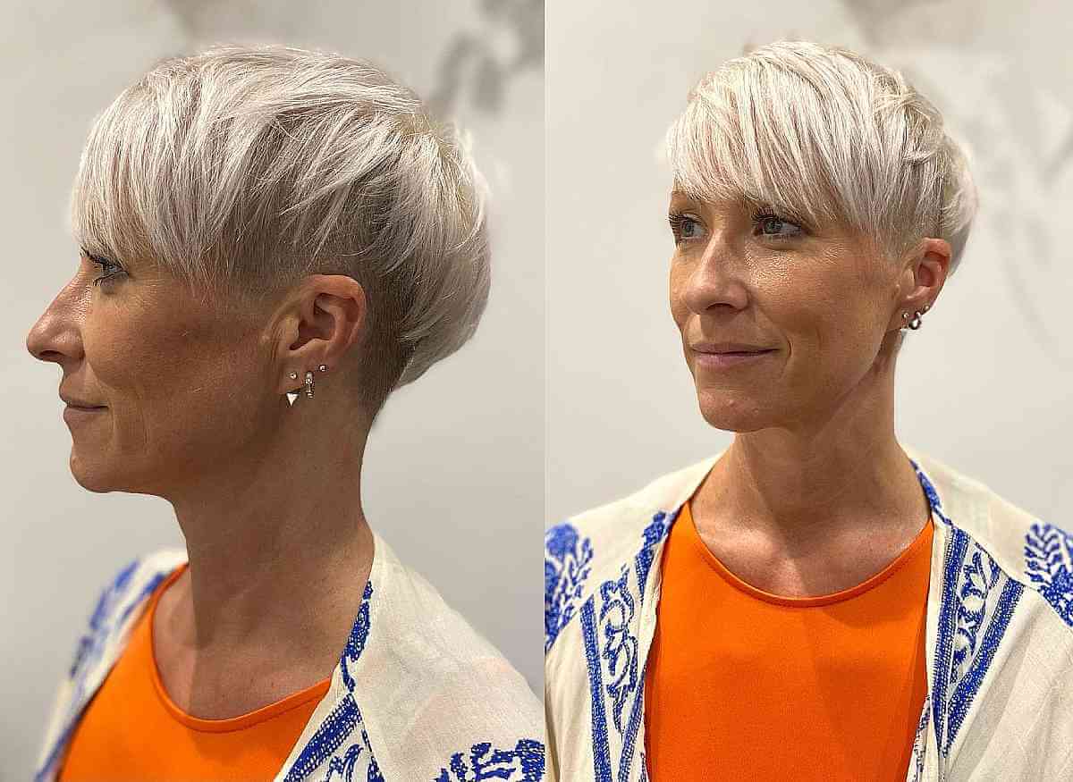 icy white pixie with an undercut