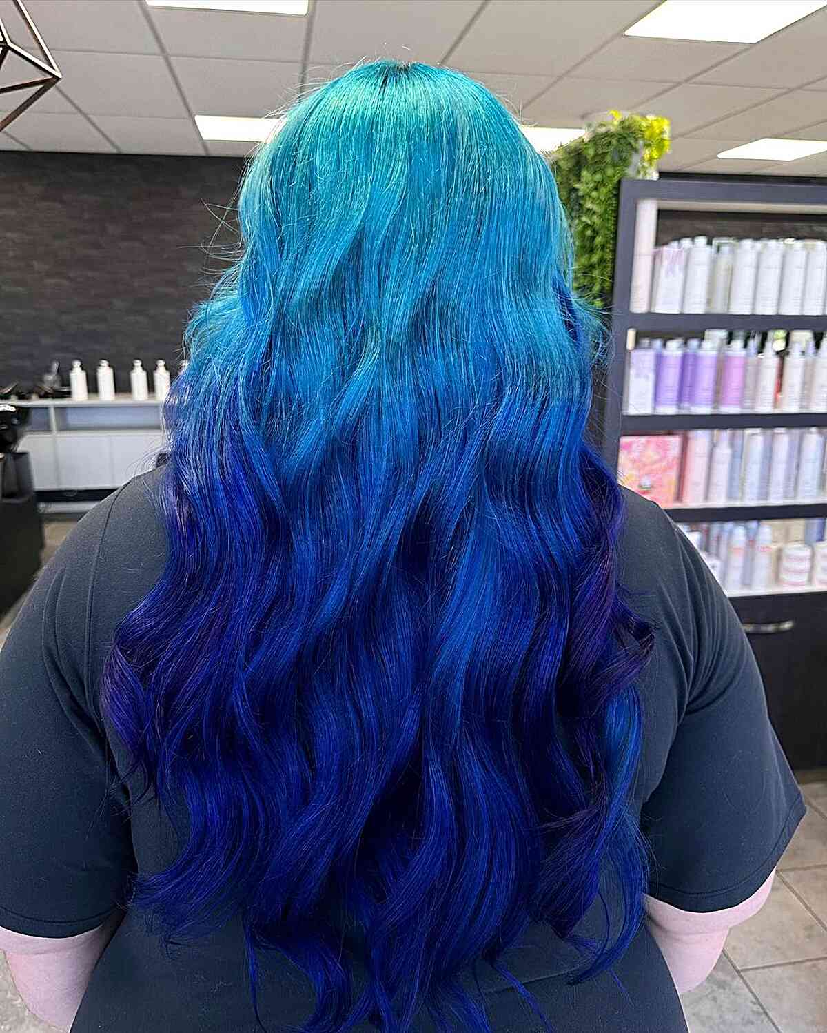 light to dark blue mermaid balayage ombre