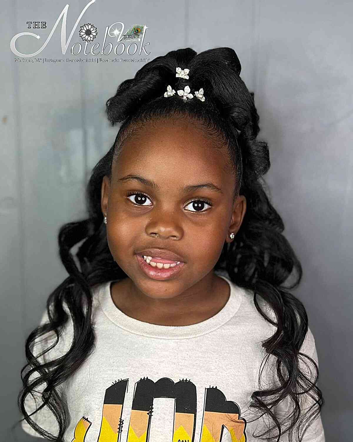 long half up weave hair with big curls for your daughter