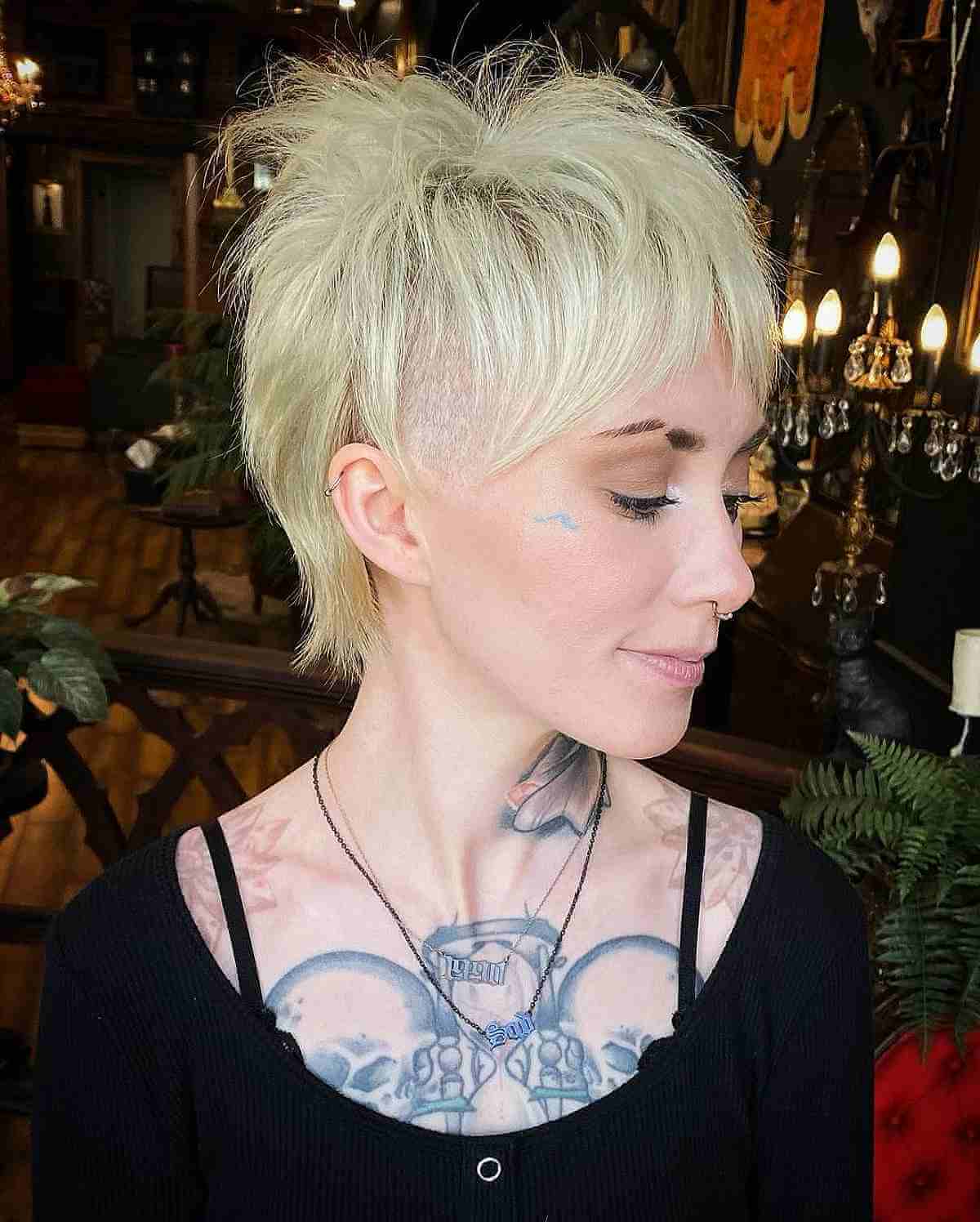 long pixie undercut with shaved sides
