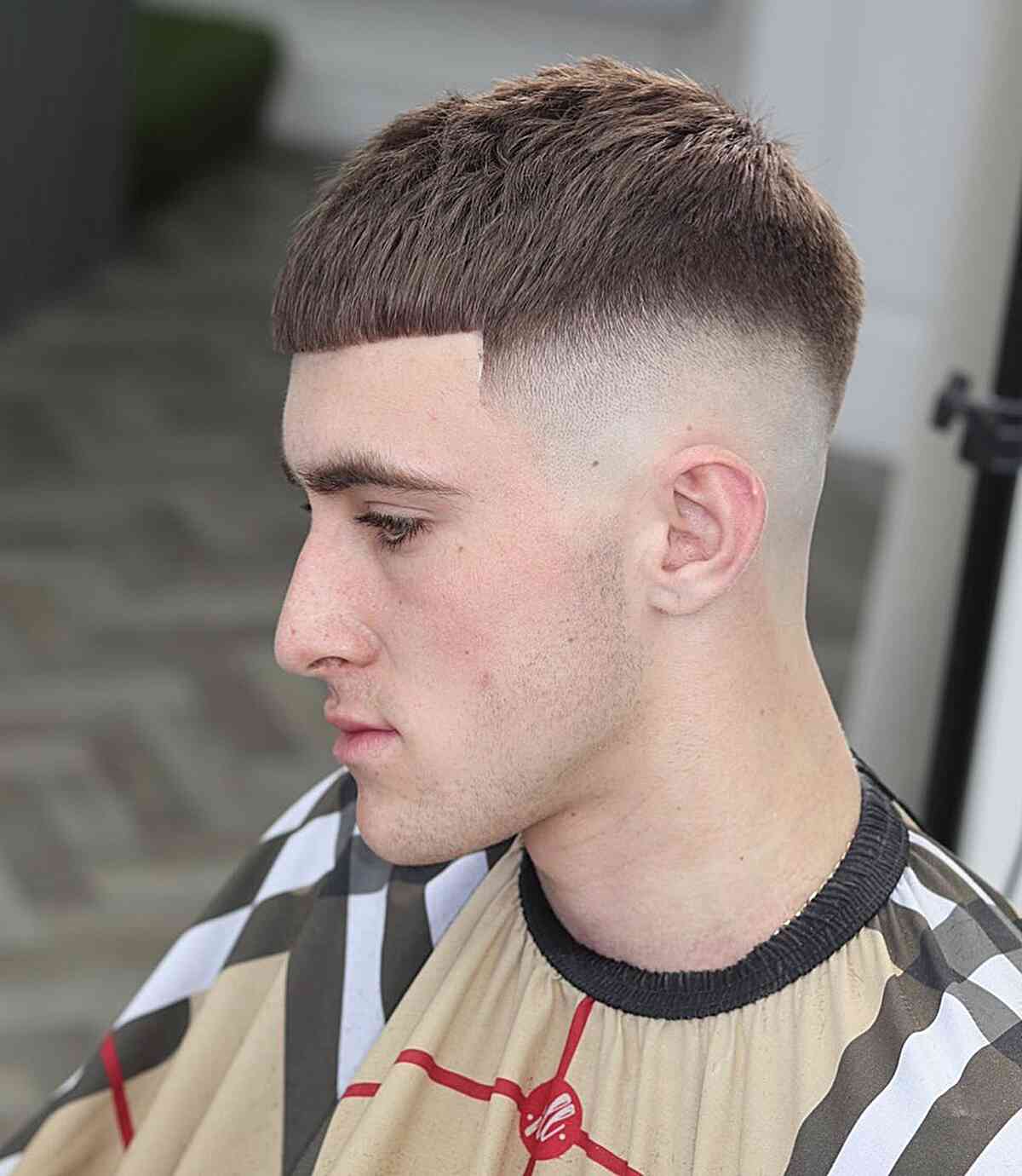 mens edgar cut with skin high fade and blunt hairline