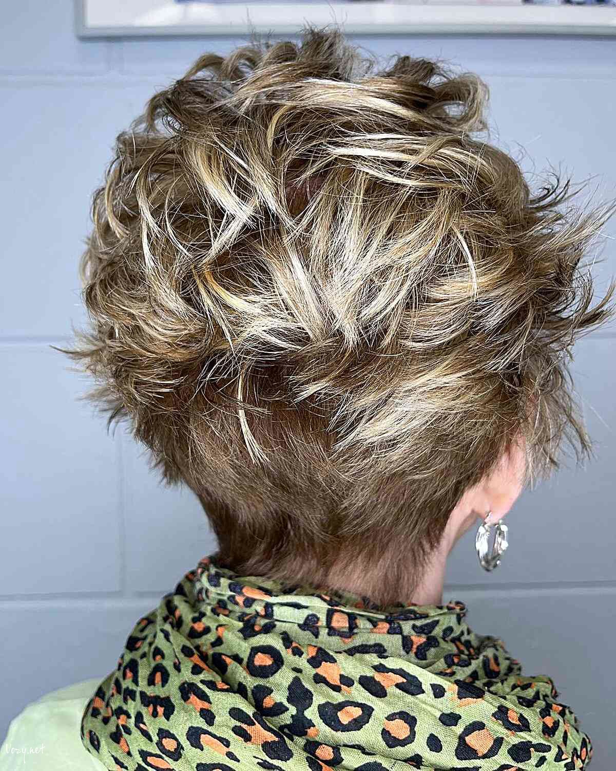 messy pixie with feathery layers for seniors aged 60