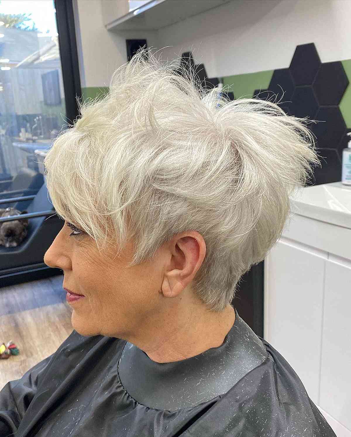 messy silver undercut pixie