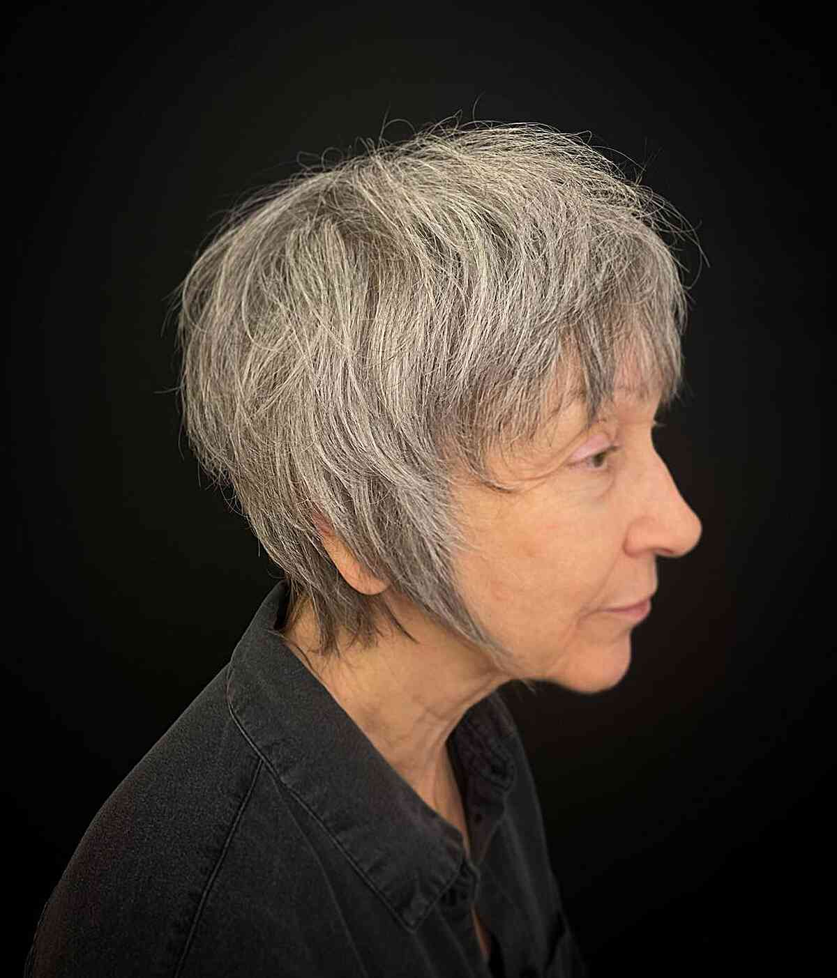 micro shag with fringe for thin haired older women