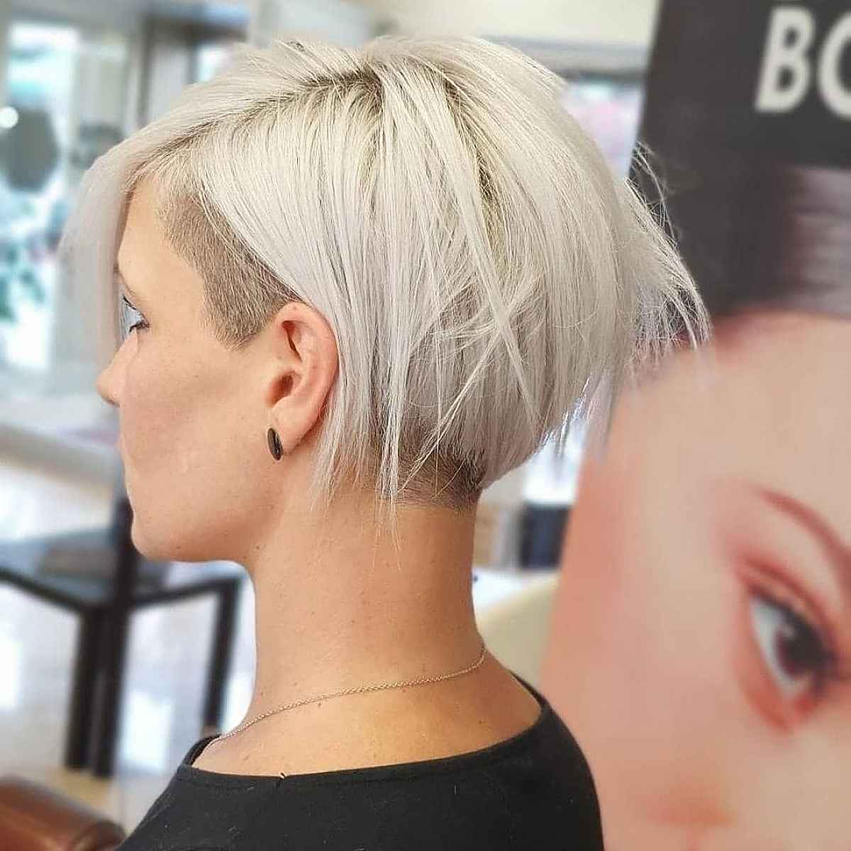 modern messy shaved undercut bob