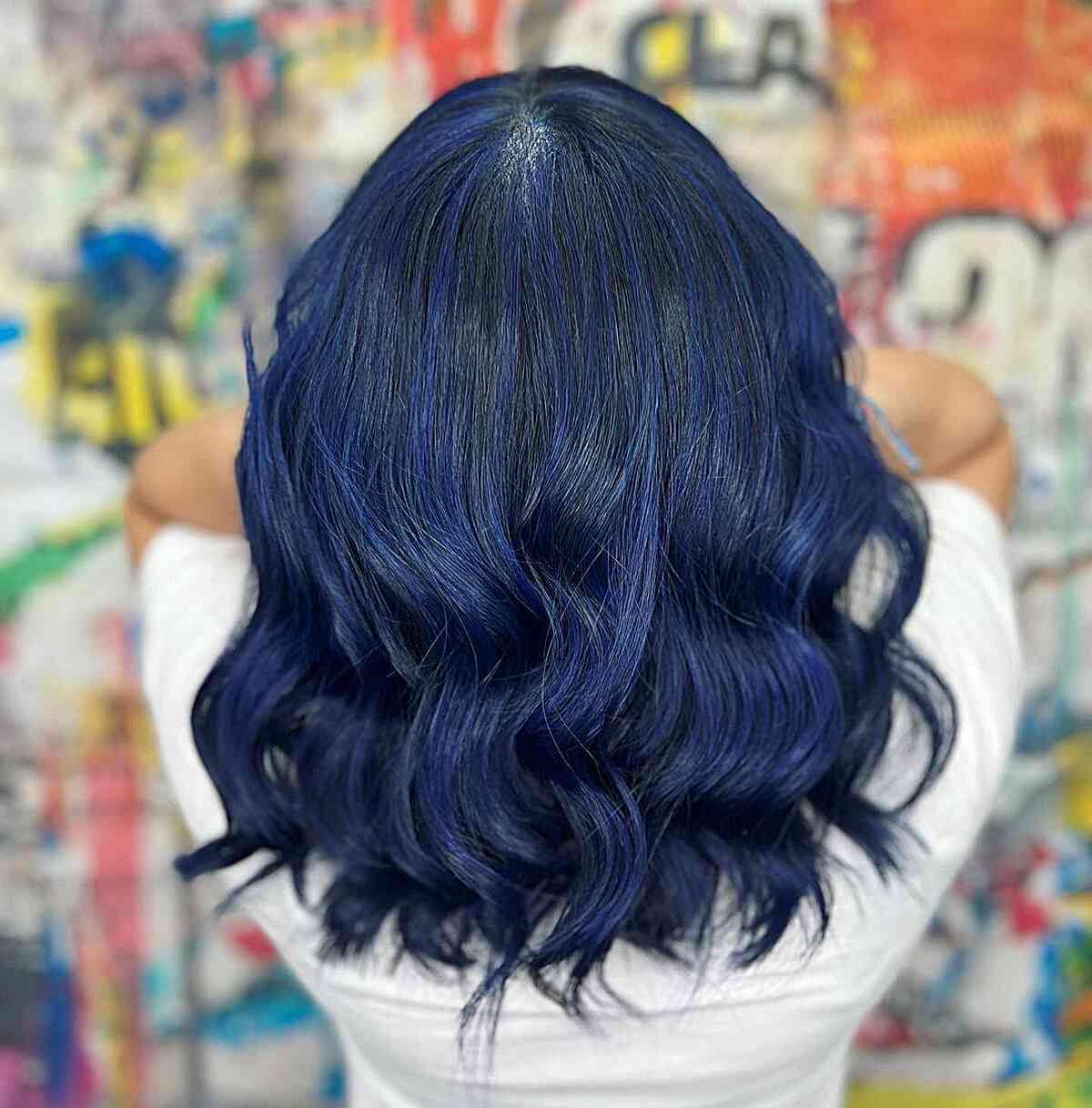 navy blue balayage hair color