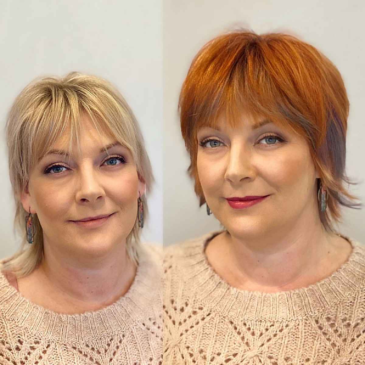 pixie shag with bangs for ladies over 40 years old with fine hair