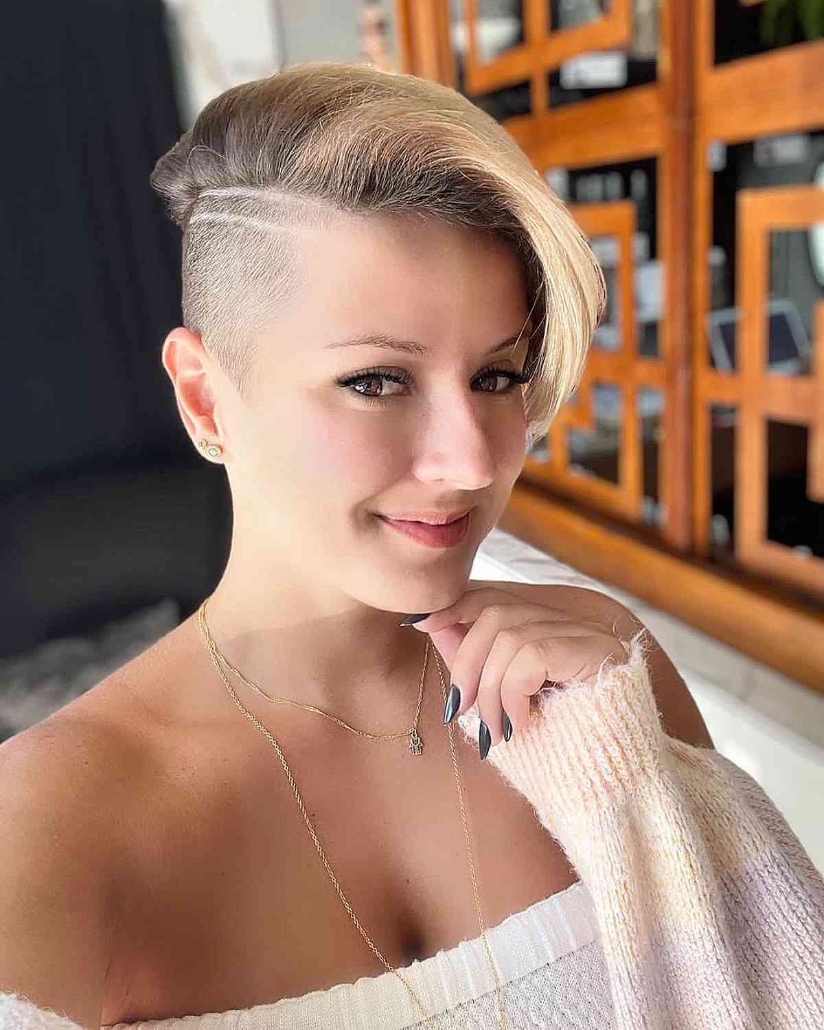 pixie undercut with shaved lines
