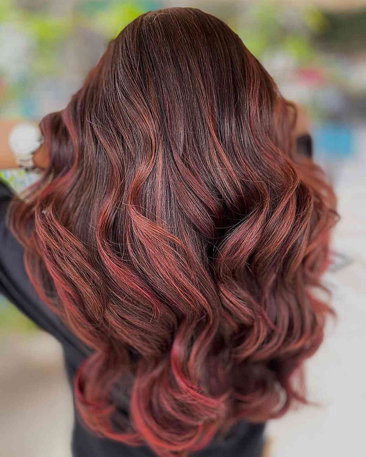 red velvet balayage chocolate tones