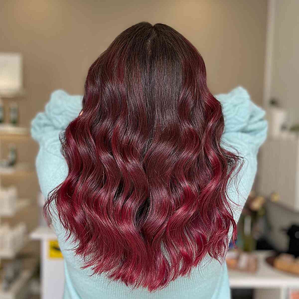 ruby red balayage ombre