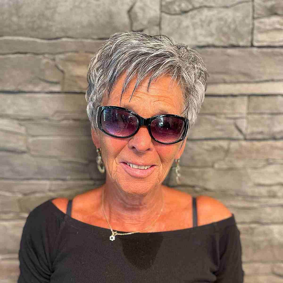salt and pepper spiky pixie cut for 70 year olds