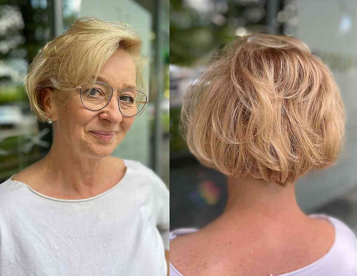 short fluffy hair with side swept bangs for 70 year olds with fine hair