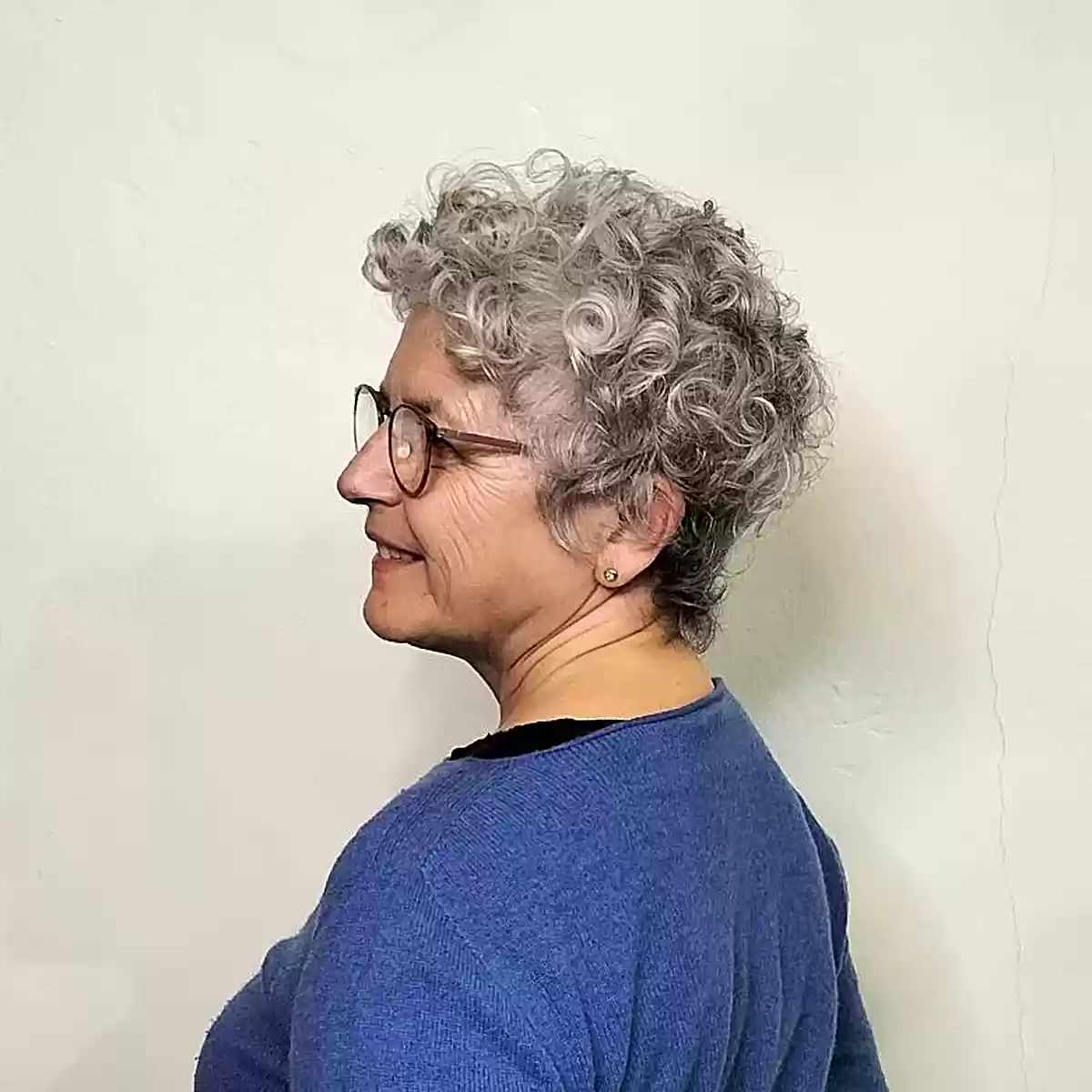 short tapered curly pixie for older ladies