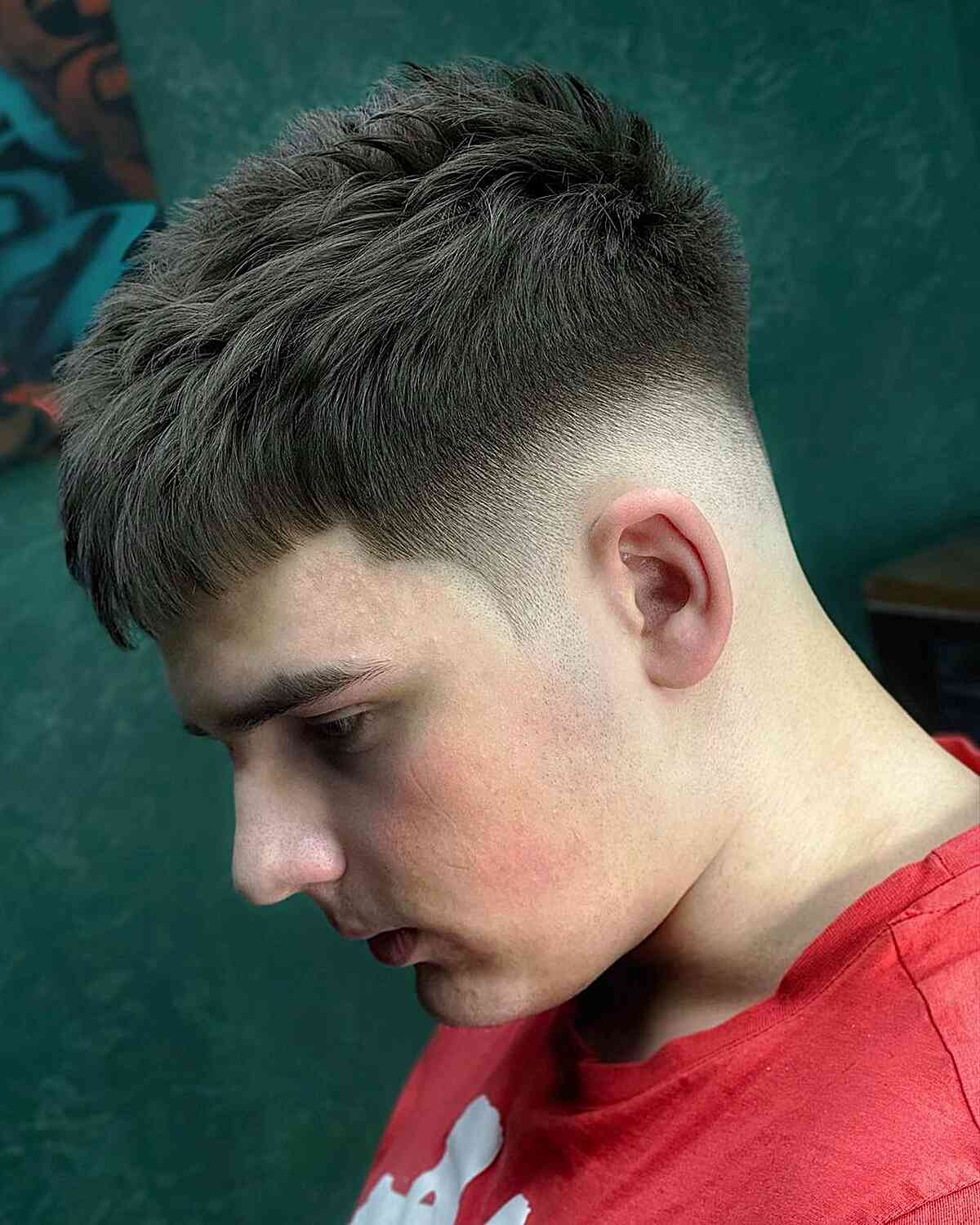 spiky edgar cut with bald fade for young men