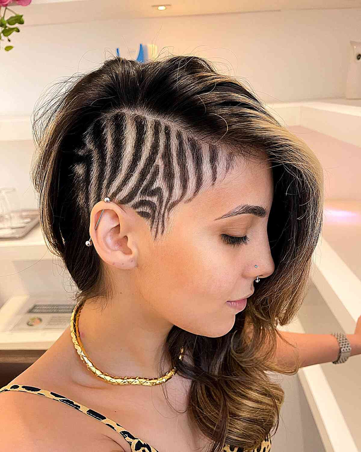 undercut long hair with amazing hair designs on the side