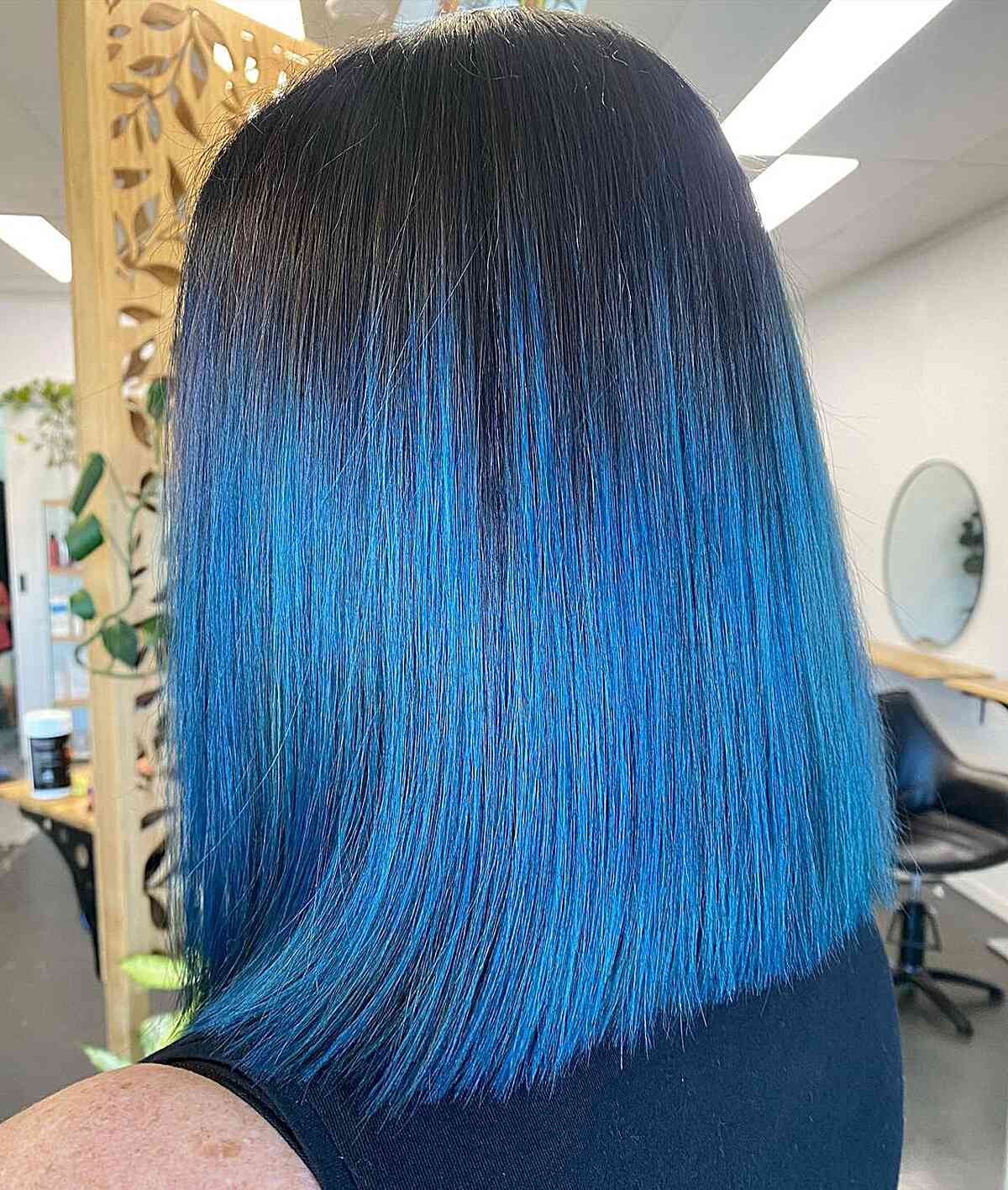 vibrant blue ombre balayage for black hair