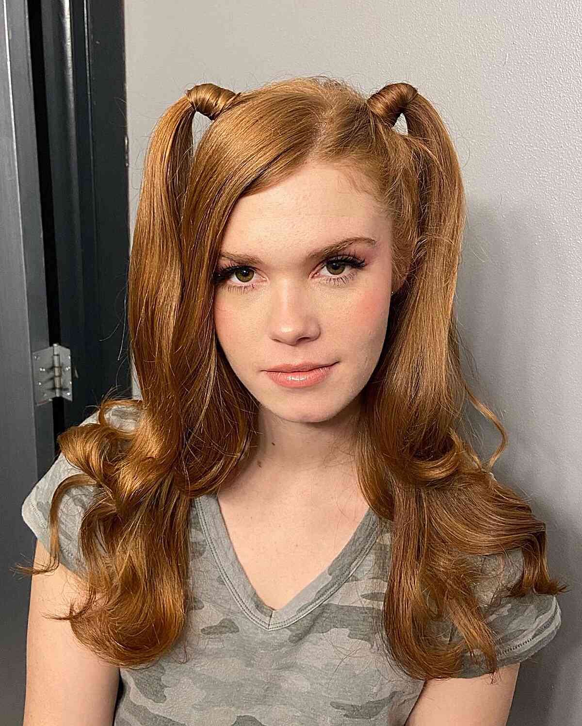 y2k long half up pigtails with flicked ends