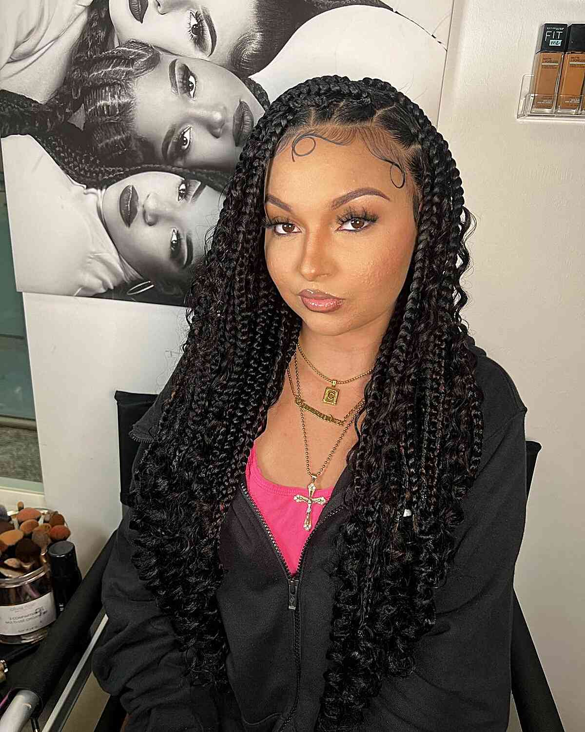 long and black bohemian knotless braids