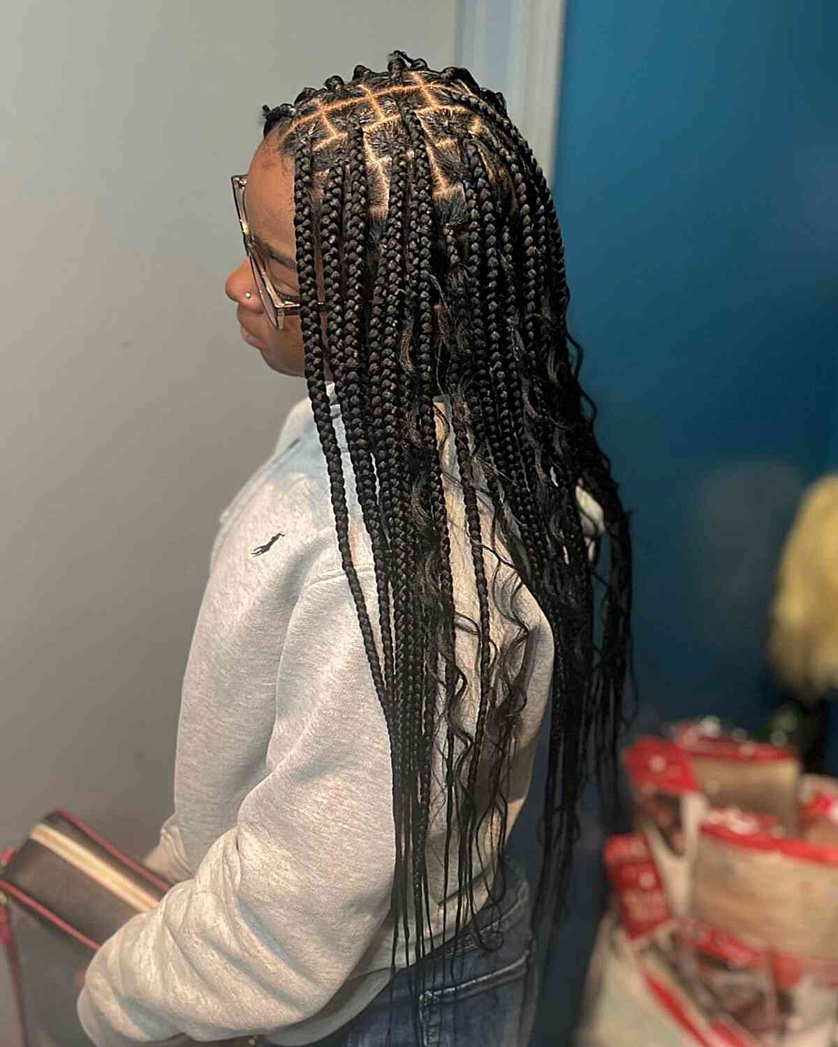 long boho knotless box braids