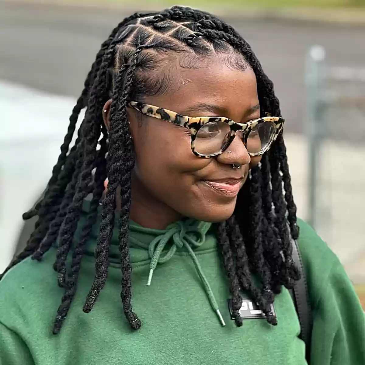 medium knotless faux locs twists for natural hair
